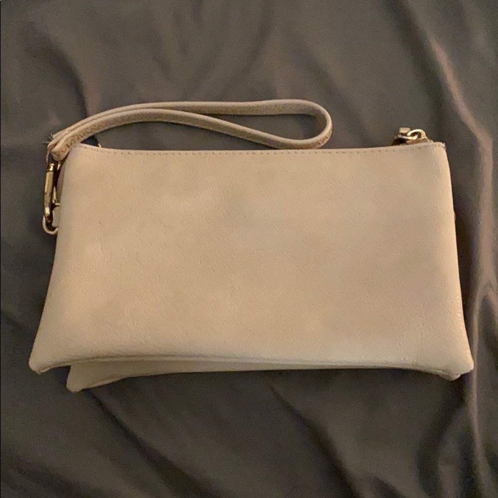 bage coolored wristlet